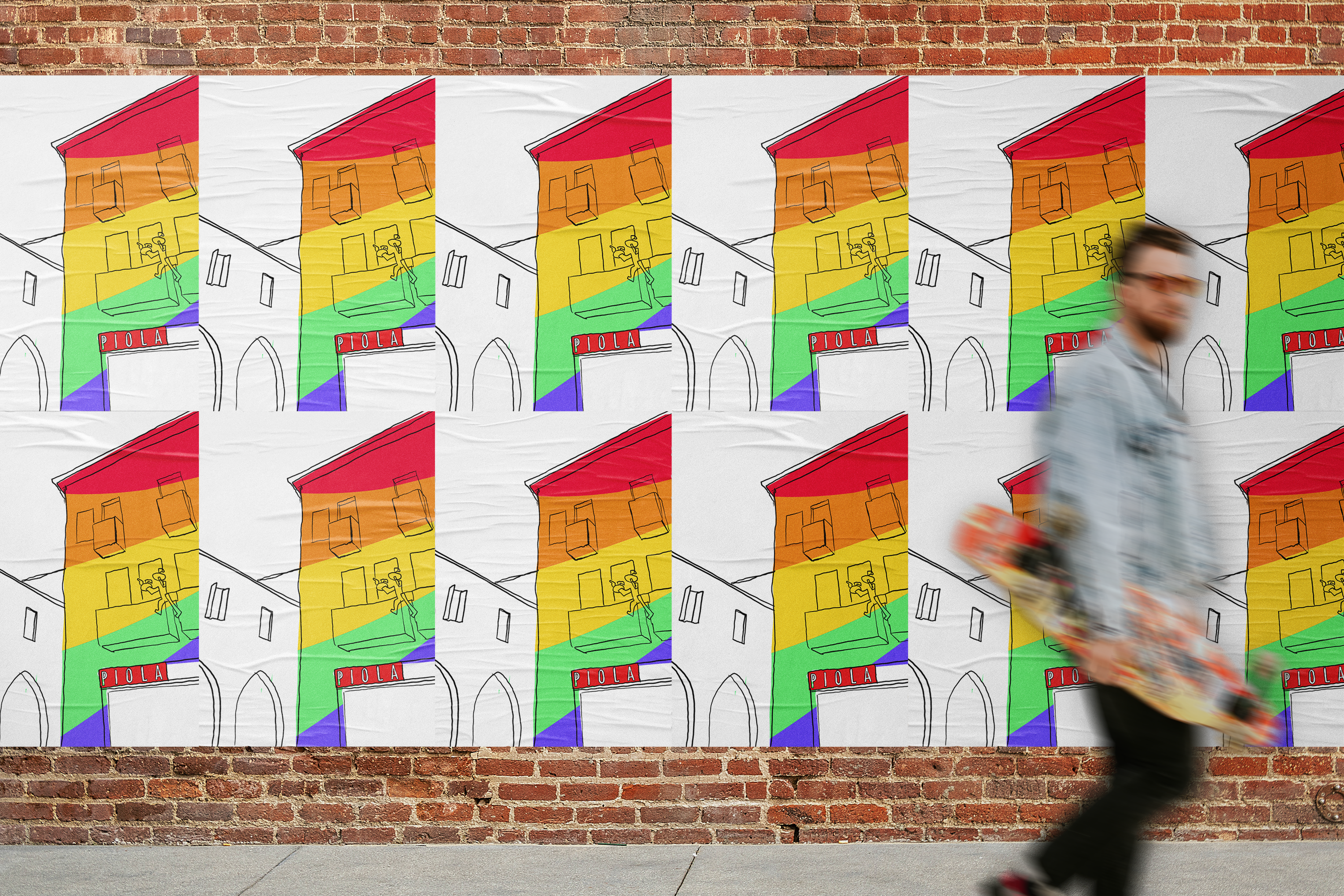 Wall-With-Glued-Posters-Mockup